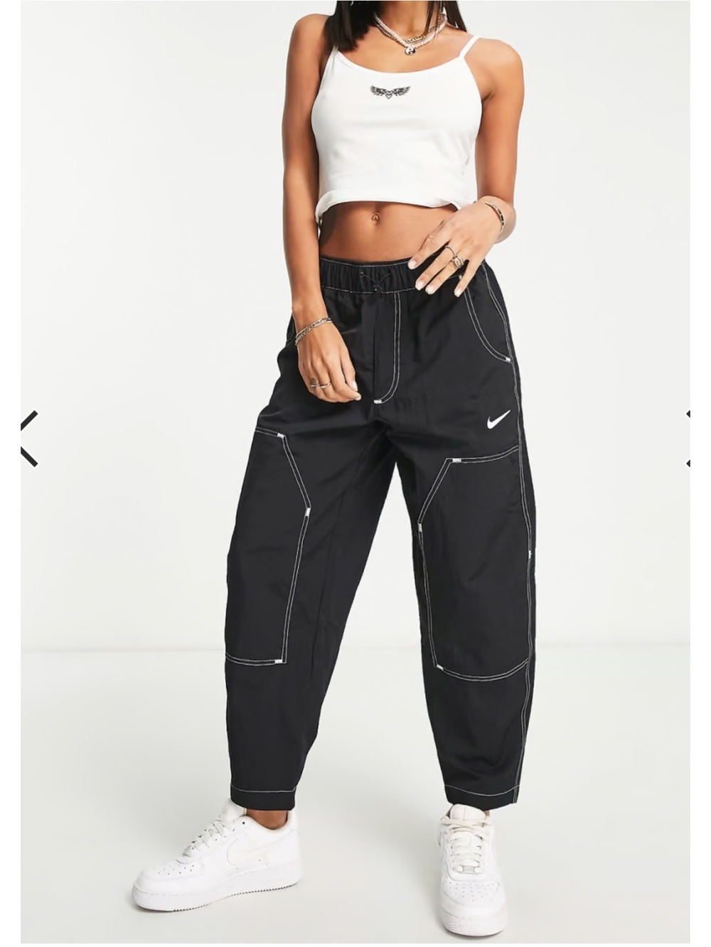 NIKE Swoosh high-waisted woven pants in black Size S